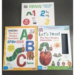 The Very Hungry Caterpillar Board Games Lot of 3 Spin Seek Lets Feed Puzzle Eric